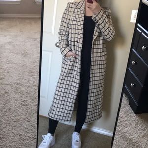 NWOT Long Plaid Wool Coat